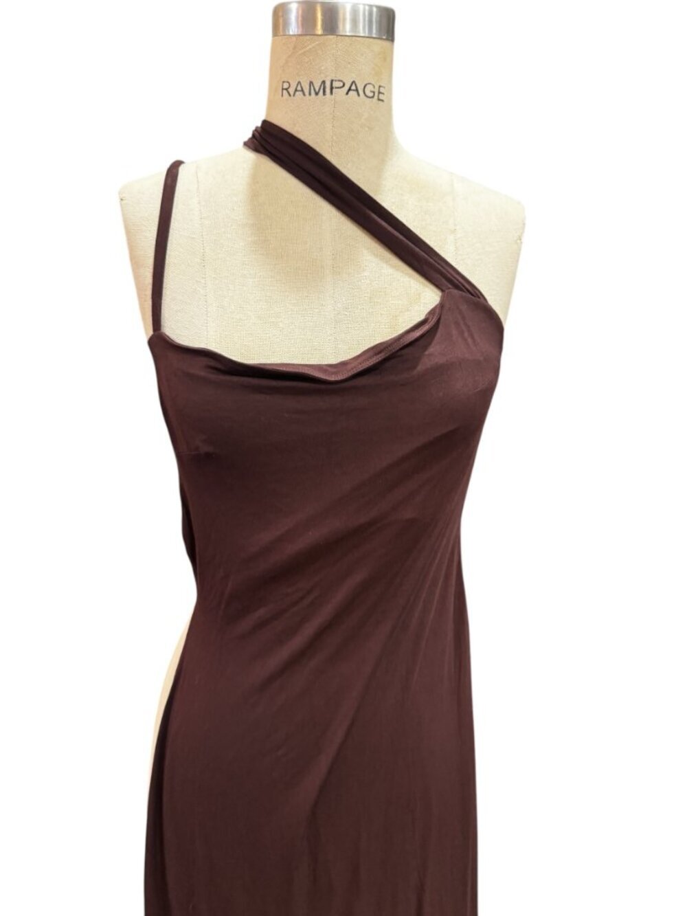 Riot Swim Chocolate Brown Asymmetrical Cover Up Dress S/M Minimal - Picture 3 of 9